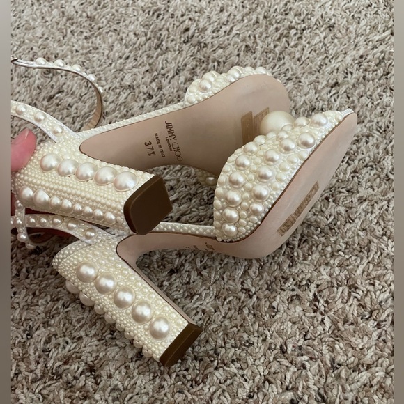 Jimmy Choo Zacaria Pearl 100 Heels Size 37.5 - Picture 5 of 9